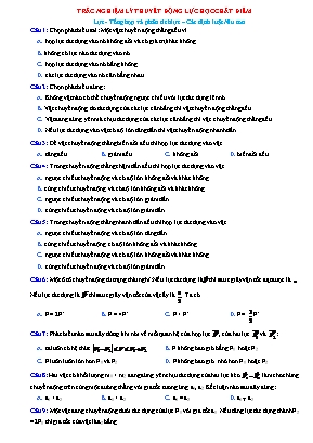 Trắc nghiệm lý thuyết Vật lý 10 - Chương 2 Động lực học chất điểm (Có đáp án)